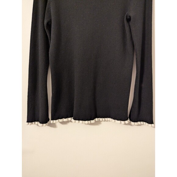 Calvin Klein Women's Sweater Pullover Ribbed Colorblock Black White Trim Size L - Picture 7 of 8